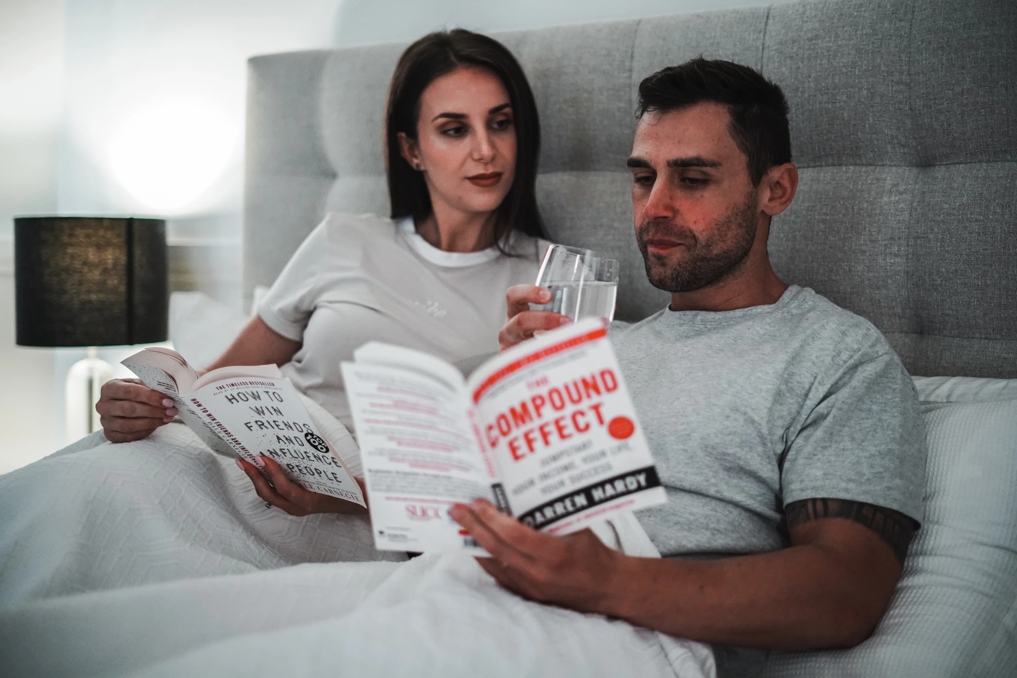 Couple relaxing with a glass of water